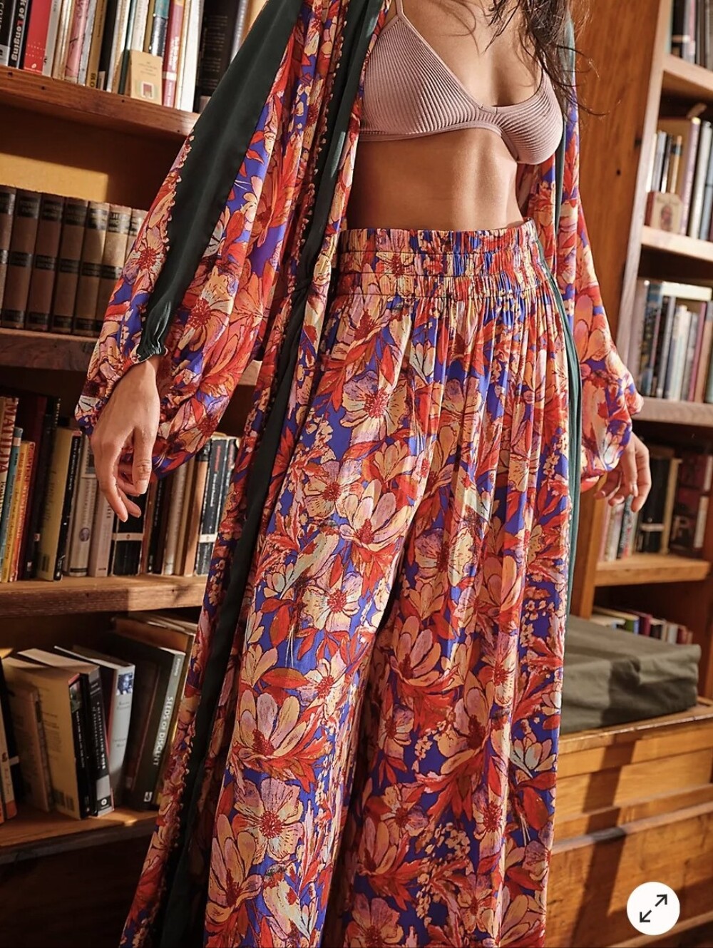 Intimately Free People In Bloom Floral Elastic Waist Pants in Midnight Combo XS - Picture 3 of 12